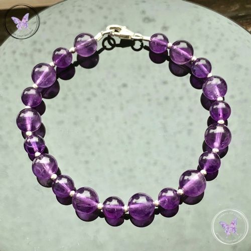 Amethyst & Silver Bead Bracelet